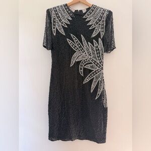 Vintage Laurence Kazan New York Black and White Embellished Sequin Dress size M